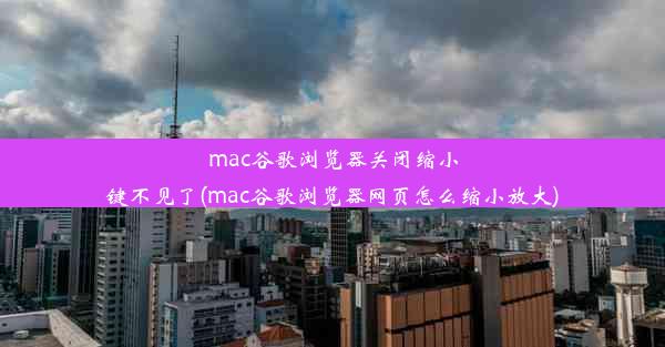 mac谷歌浏览器关闭缩小键不见了(mac谷歌浏览器网页怎么缩小放大)