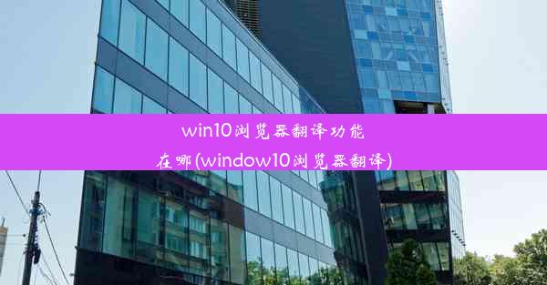 win10浏览器翻译功能在哪(window10浏览器翻译)